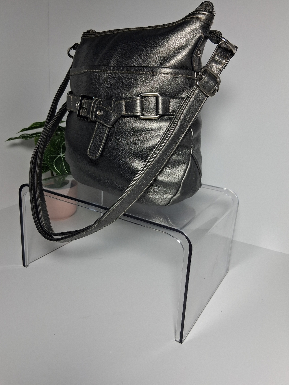 croft & barrow Gray Crossbody with Front Buckle - Picture 2 of 6